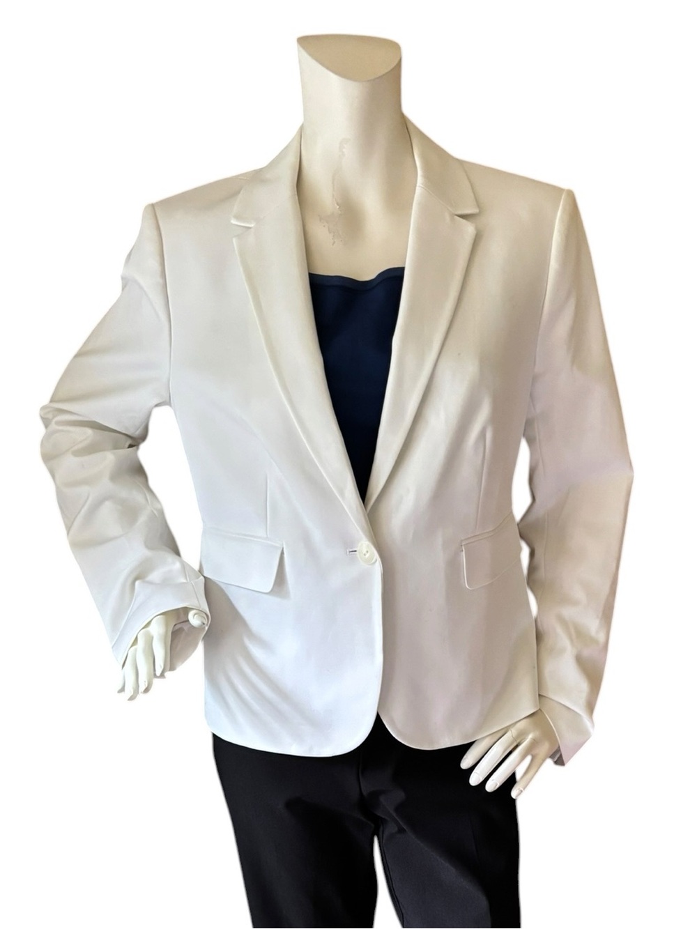 Vintage Lord & Taylor White Cotton Blazer Tailored Professional Suit Jacket, 12